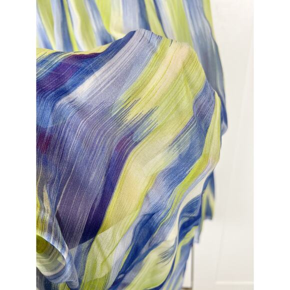 Jones New York Silk Water Color A-Line Flare Midi Skirt in Blue & Yellow Size XL - Picture 5 of 9